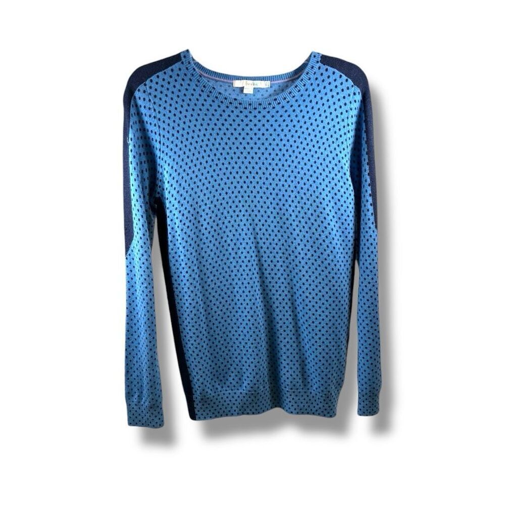 Boden Cashmere Crew Neck Long Sleeve Polka Dot in Blue and Black Size 6